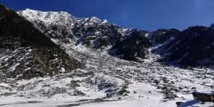 Snow studded kareri Lake and its Surroundings