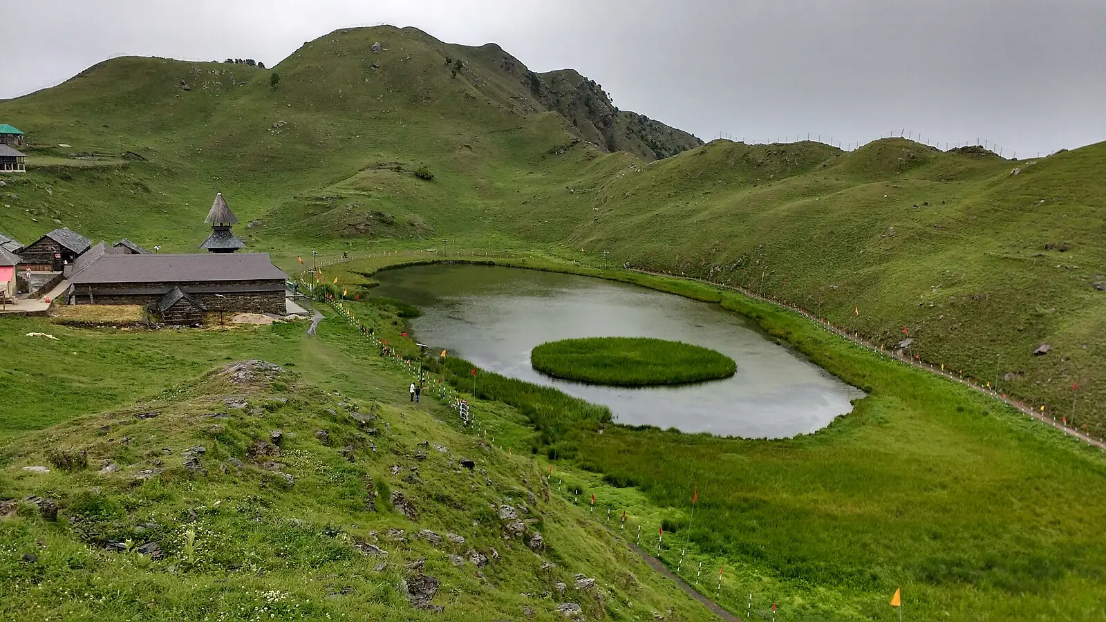 Prashar lake view with the nearby temple